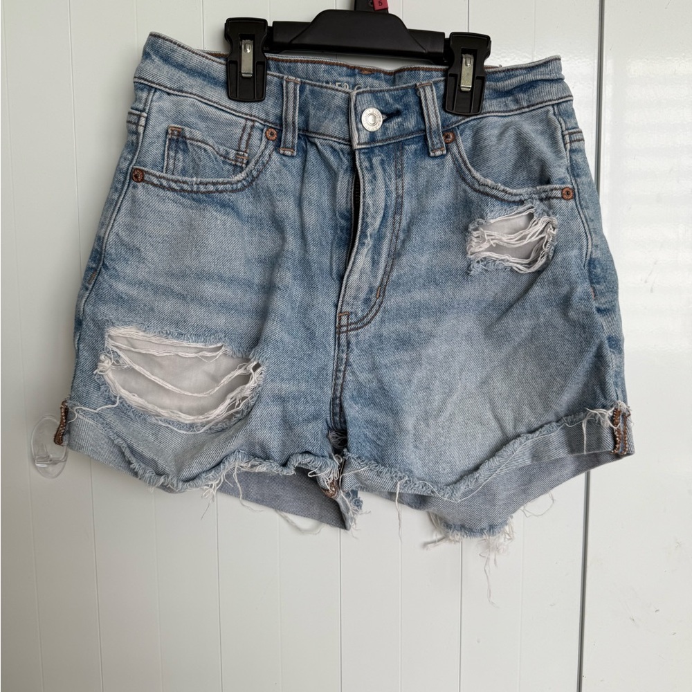 American Eagle Outfitters Light Blue Distressed Jean Shorts